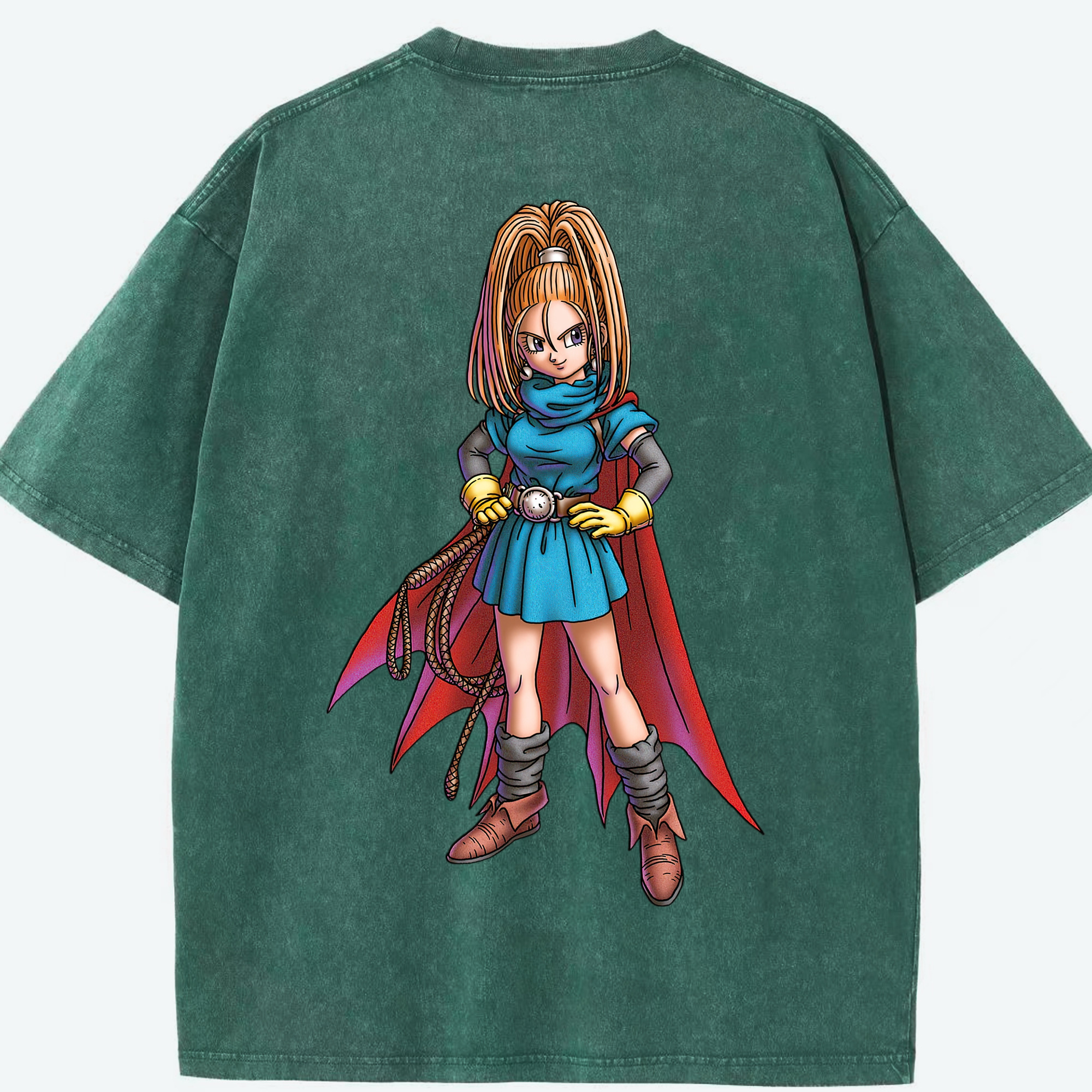 （画像用） ドラゴンクエスト Doragon Kuesuto Dragon Quest 綿100% ヴィンテージ風 半袖Tシャツ（背面プリント）